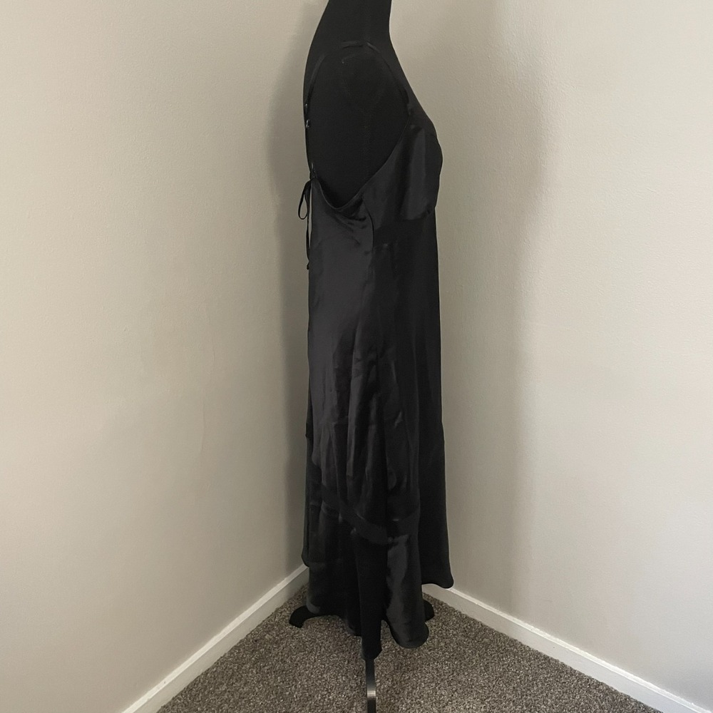 NWT LINEA DONATELLA Sz L Black Satin Long Babydoll Slip Dress Nightgown Y2K VTG - Picture 7 of 13